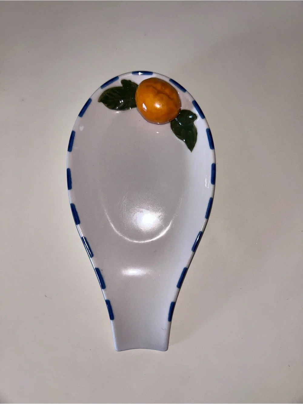 Anthropologie NEW Ceramic Hand Painted Orange Fruit Theme Spoon Rest